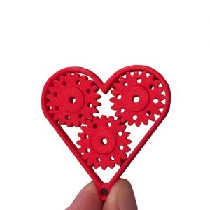 3D Printed Heart Gear Keychain